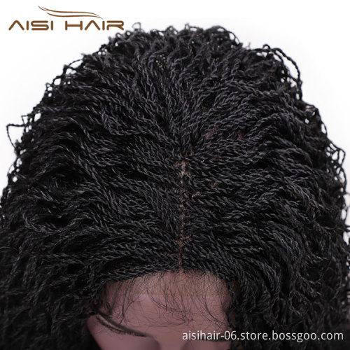 Aisi Hair Lace Front Senegalese Twist Braided Long Wavy Wigs Synthetic Middle Part Lace Front Long Braided Wigs